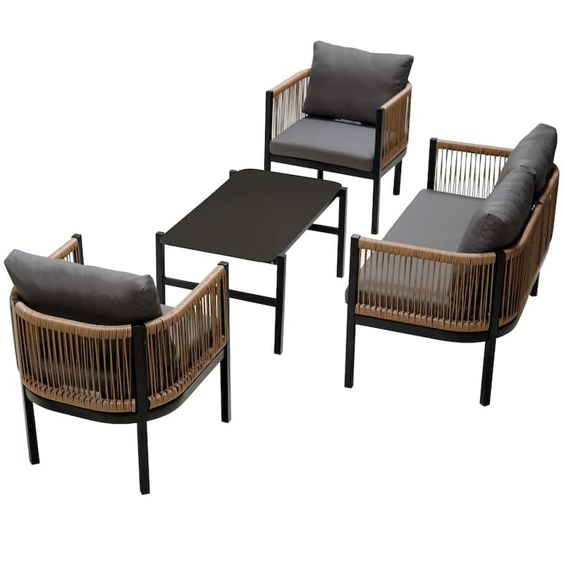 4-Piece Multi-Person Outdoor Sofa Set with A Table