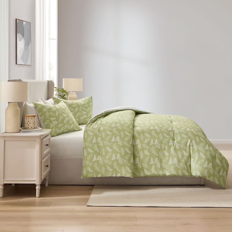 Empyrean 3PC Reversible Botanical Printed Comforter Bedding Set