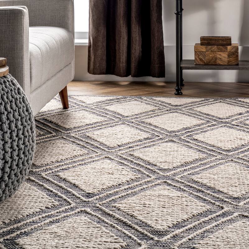 Nuloom Geometric Amada Hand Loomed Textured Diamonds Cotton Area Rug