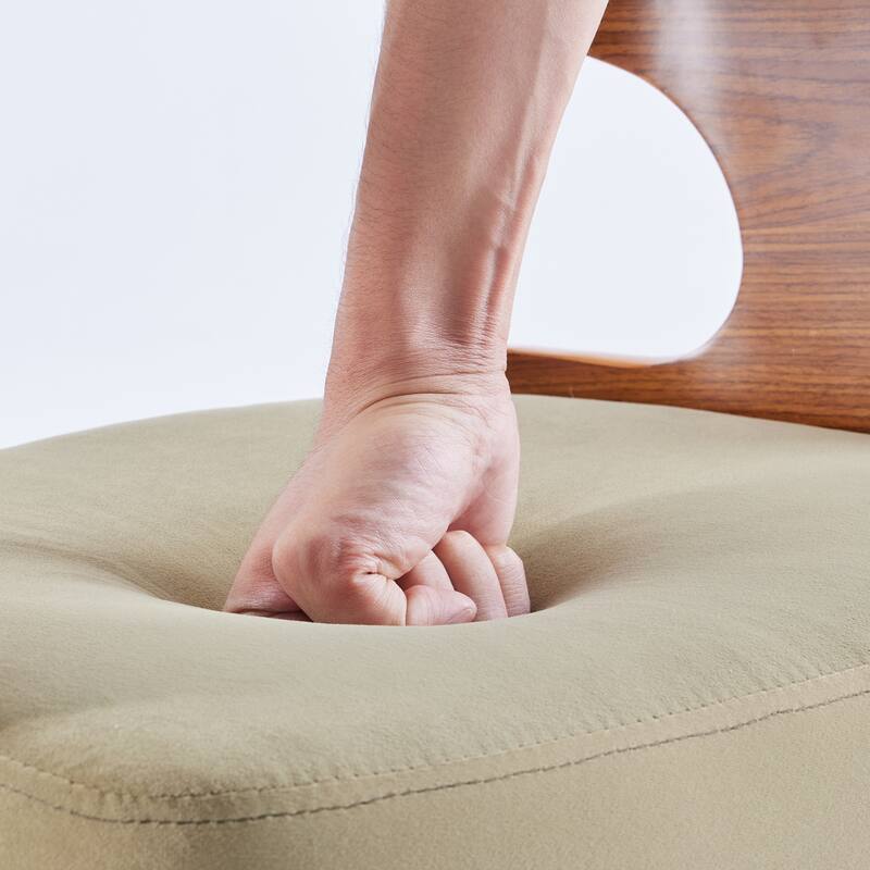 Wood Dining Chairs, Set of 2 Modern Upholstered Dining Chairs with Curved Backrest for Kitchen, Dining Room, Living Room