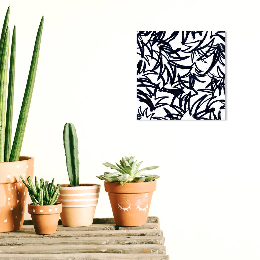 Wynwood Studio Canvas Abstract Navy Pinaple Leaf White and Modern & Contemporary Wall Art Canvas Print