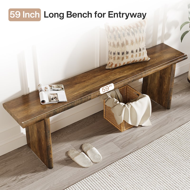 59-Inch Wooden Entryway Bench Shoe Bench Seat for Hallway - 11.8" D x 59" W x 18.1" H