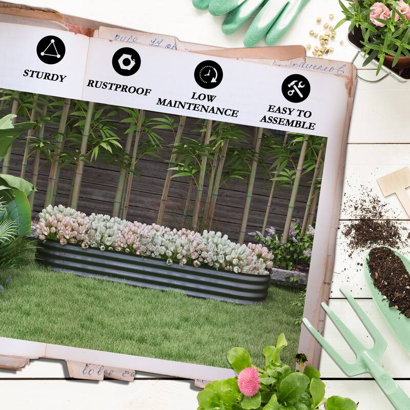 Galvanized Steel Raised Garden Bed with Modular Design