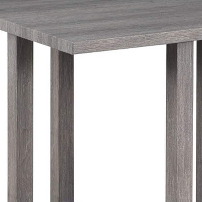 Mizo 24 Inch Modern Side End Table, Rubberwood, Crossed Base, Smooth Gray