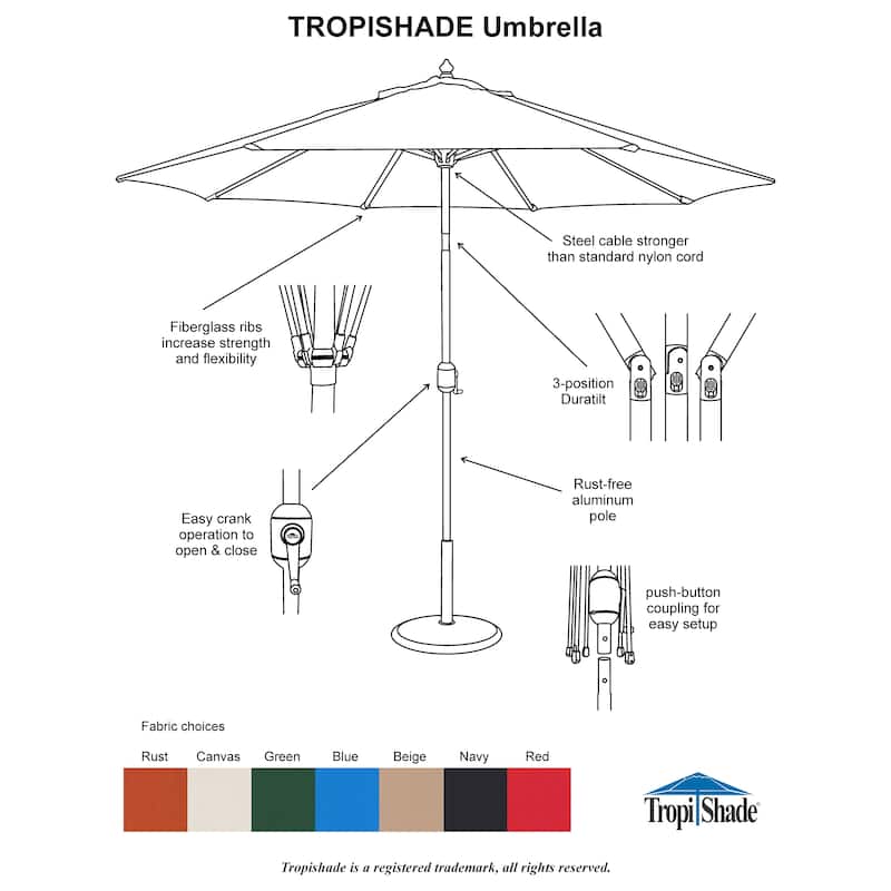 Tropishade 9 ft. Aluminum Bronze Patio Umbrella with Beige Cover