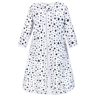 Hudson Baby Infant Boy Long Sleeve Muslin Sleeping Bag, Wearable Blanket, Sleep Sack, Navy Star