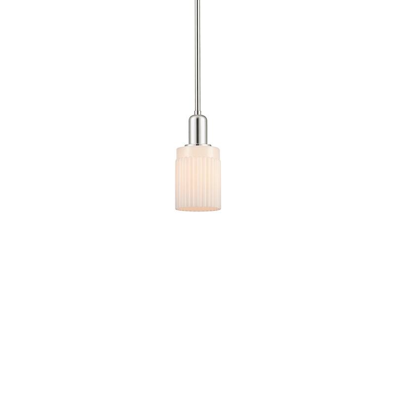 Innovations Lighting 716-1S-10-5 Hadley Pendant Hadley 5" Wide Mini - Polished Nickel / Matte White