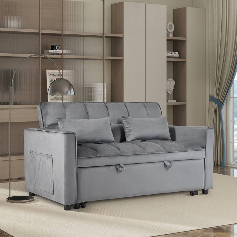 3-in-1 Pull Out Couch Bed with Reclining Backrest and Pillows