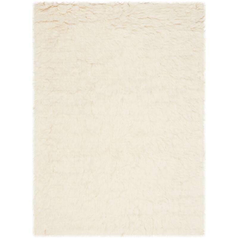 SAFAVIEH Handmade Flokati Jannine Shag Solid Wool Rug - 2' x 3' - Ivory