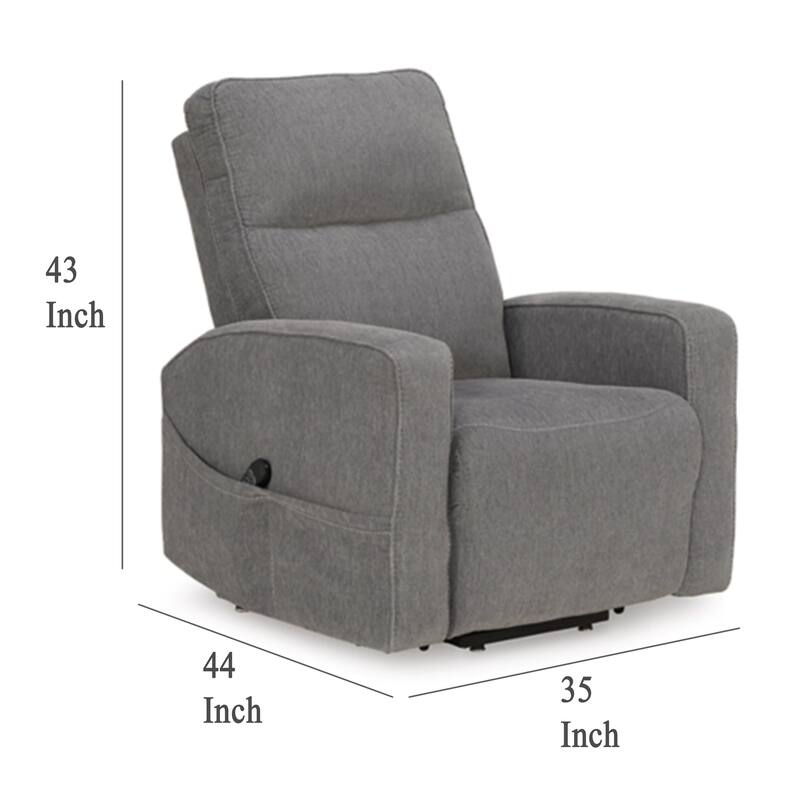 Lawson Power Lift Recliner Chair, Gray Polyester, Soft Foam Cushioned