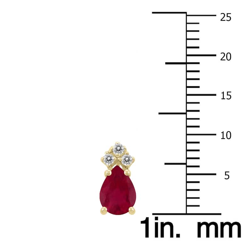 Marquee 14K Yellow Gold 5x3MM Pear Ruby and Diamond Earrings