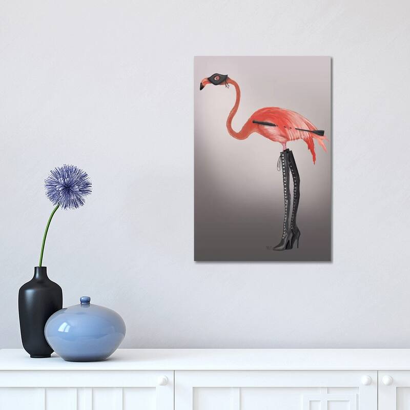 iCanvas "Flamingo with Kinky Boots" by Fab Funky Canvas Print - 18x12x1.5