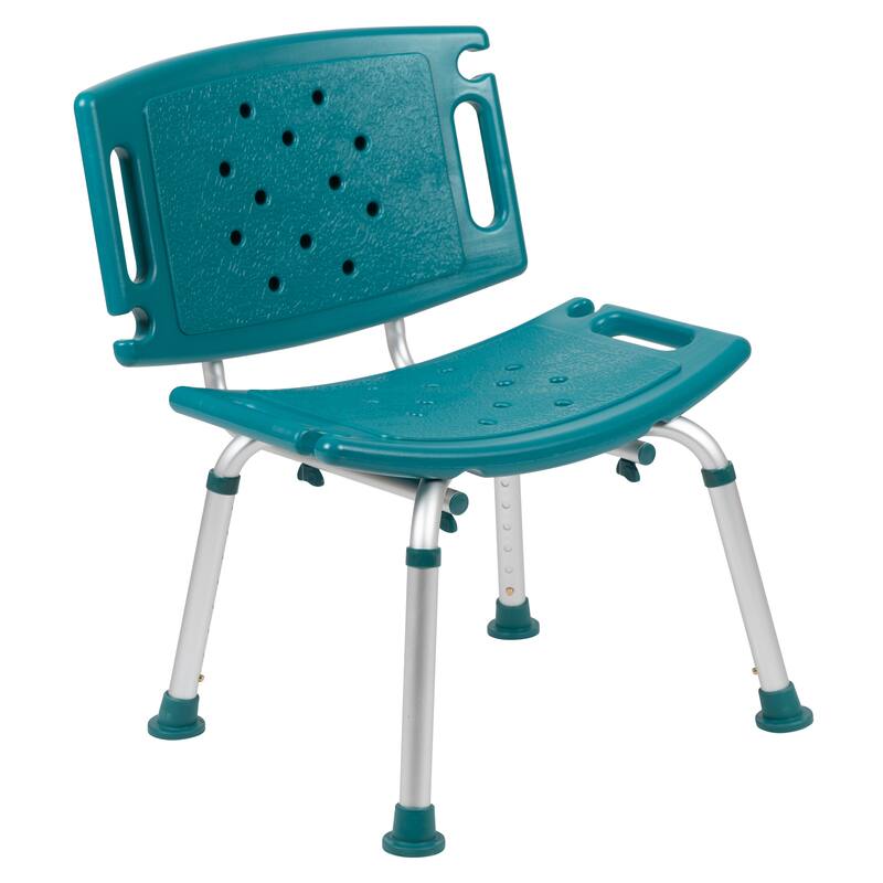 Tool-Free 300 Lb. Capacity, Adjustable Teal Bath & Shower Chair with Large Back