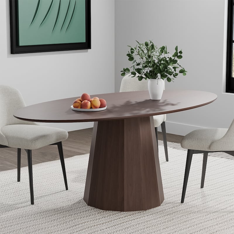 Dovelina 67" 3 Color Options Oval Dining Table for 6 People - 67"x33.5"x31" - Walnut