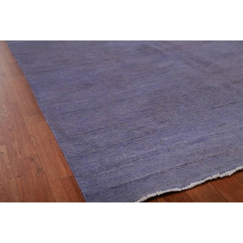 Hand Knotted Oriental 100% Wool Carpet Modern Solid Navy Blue & Blues Gabbeh Area Rug - 13' 10'' X 10' 1''