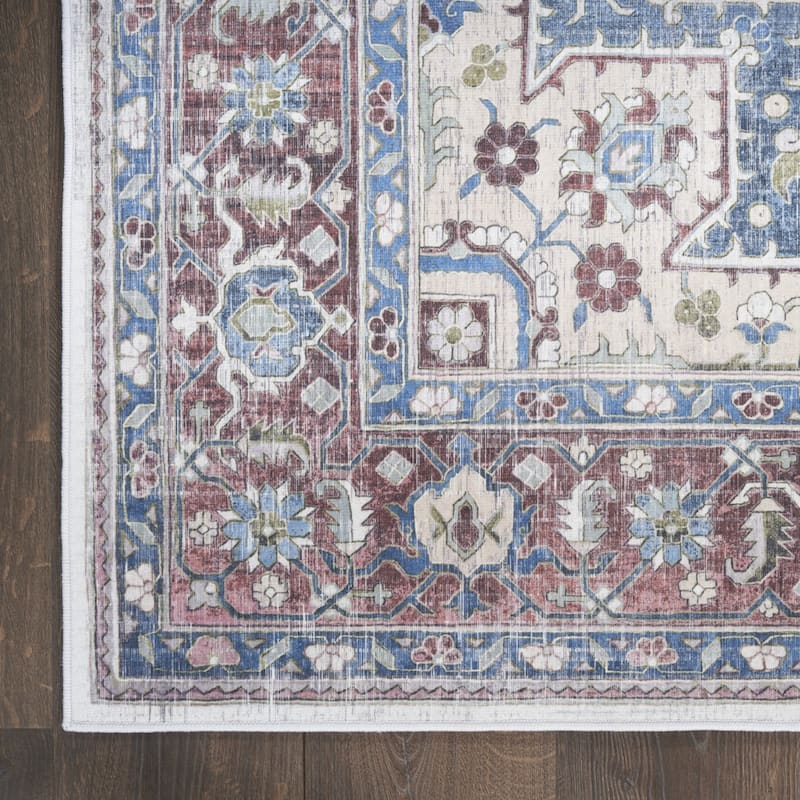 Lahuf Power Loomed Distressed Non Skid Stain Resistant Low Pile Area Rug By HomeRoots - 84' X '60' X '0.2