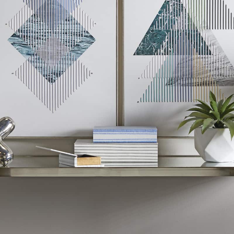 Faux Storage Book Decorative Box - Set of 3 Dark Brown, Gray, Cream, Beige, Multi Colored, Blue, White - Roche River Decor