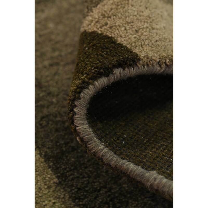 Hand Knotted Oriental 100% Wool Carpet Modern Solid Green Gabbeh Runner Rug - 9' 10'' X 2' 8''