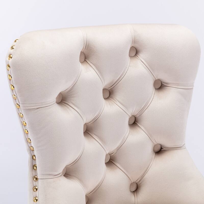 Modern Golden Swivel Velvet Barstools with Adjustable Height, Tufted Design for Kitchen and Pub - Set of 2