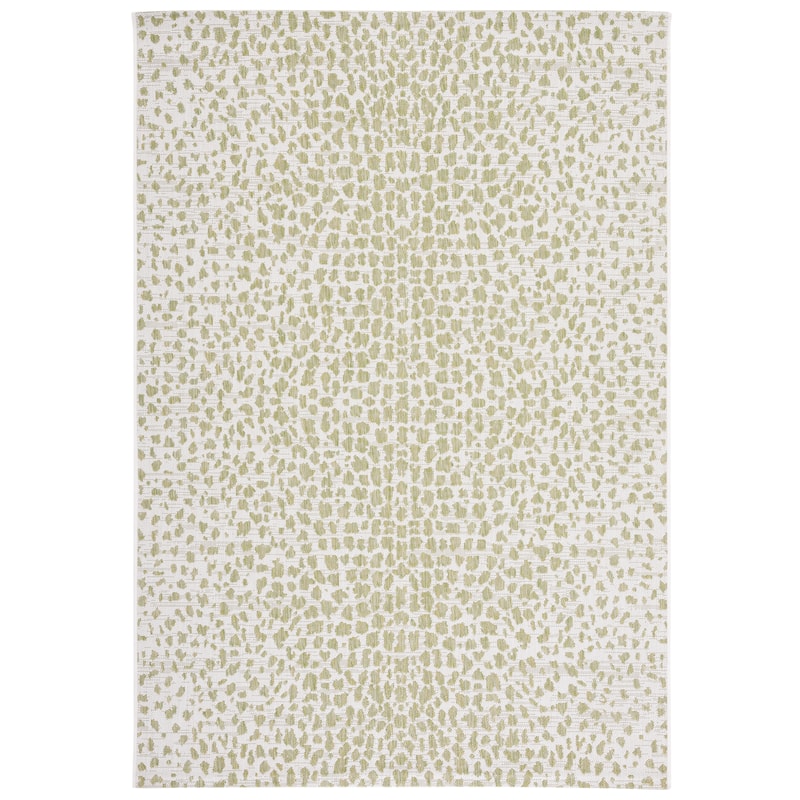 SAFAVIEH Courtyard Ruta Indoor/ Outdoor Waterproof Patio Backyard Rug - 2' x 3'7" - Ivory/Sage Green