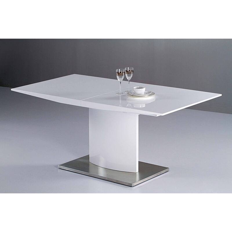 White Lacquer Extension Dining Table - White