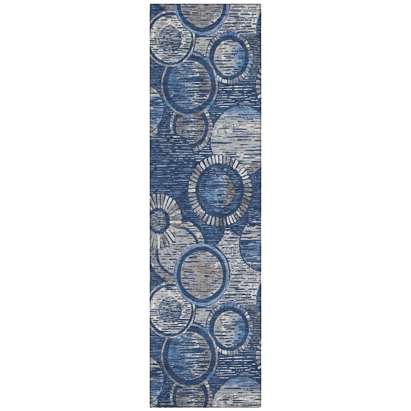 Machine Washable Indoor/Outdoor Contemporary Wheels Chantille Rug