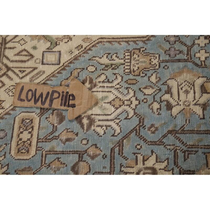 Hand Knotted Oriental 100% Wool Carpet Traditional Medallion Navy Blue & Blues Tabriz Area Rug - 9' 5'' X 6' 7''