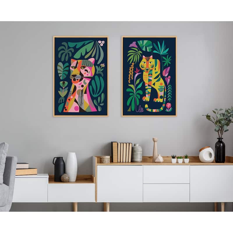 Kate and Laurel Sylvie Leopard Framed Canvas by Rachel Lee
