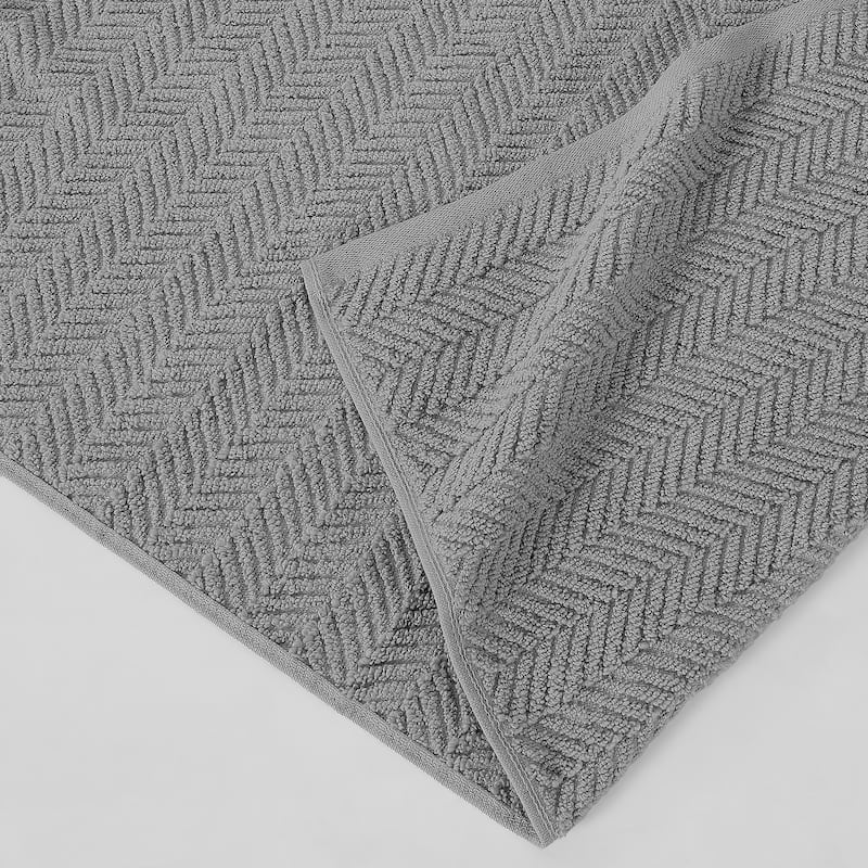 Modern Threads 6-Piece Zero Twist Jacquard Towel Set Otis - 100% Cotton, Bath, Hand & Washcloths - Textured Chevron Design