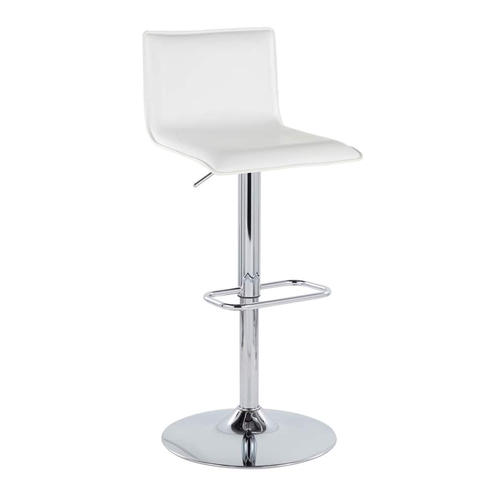 Porch & Den Mara Upholstered Adjustable Bar Stool with Rounded Rectangle Footrest (Set of 2)