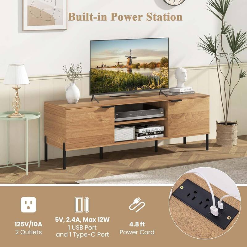 Modern Media Console Entertainment Center TV Stand for TVs up to 65"