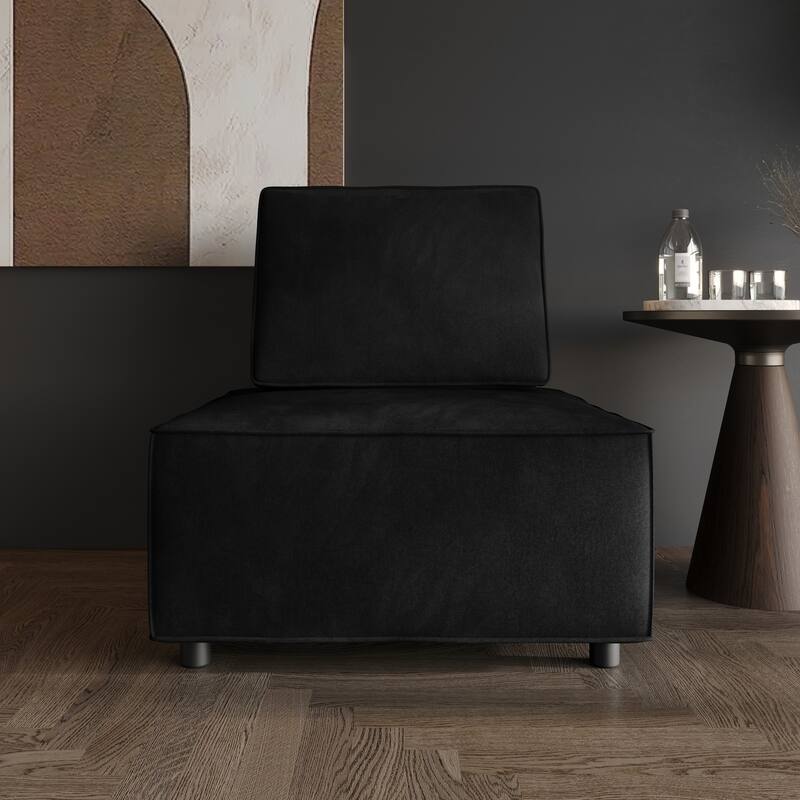 Clayfell Fandy Velvet Square Accent Chair - Black