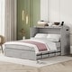 preview thumbnail 2 of 16, Queen Size Murphy Bed Wall Bed w/ Drawer & Sockets & USB Ports