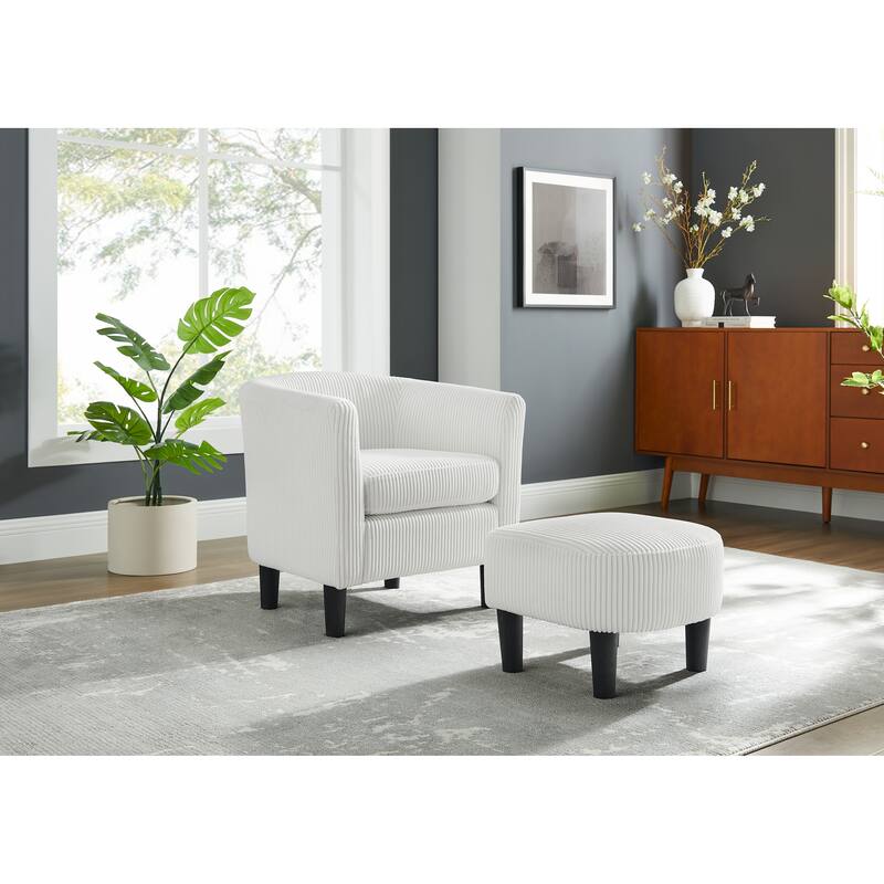 26.38" Corduroy Arm Chair with Ottoman