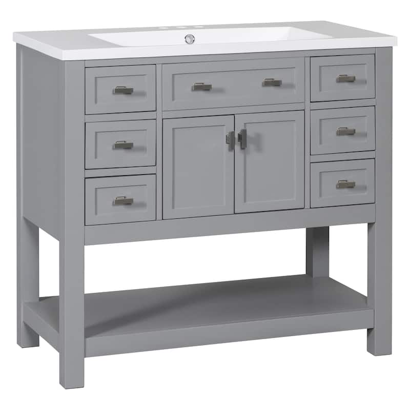 36'' Freestanding Bathroom Vanity Set with Integrated Ceramic Sink and Drawers - 36'' X 34''
