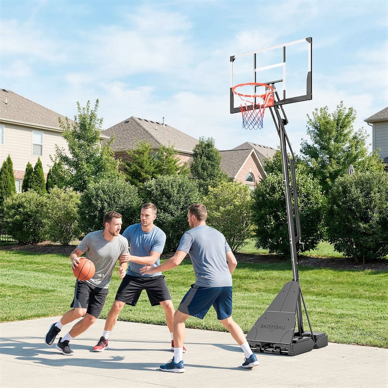 Soozier Basketball Hoop Outdoor Portable, 8-10ft Adjustable Basketball Goal