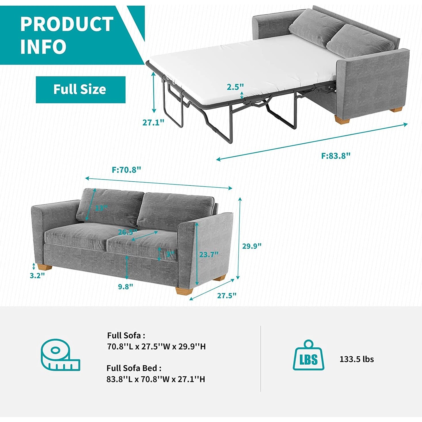 Full size pull out sofa online
