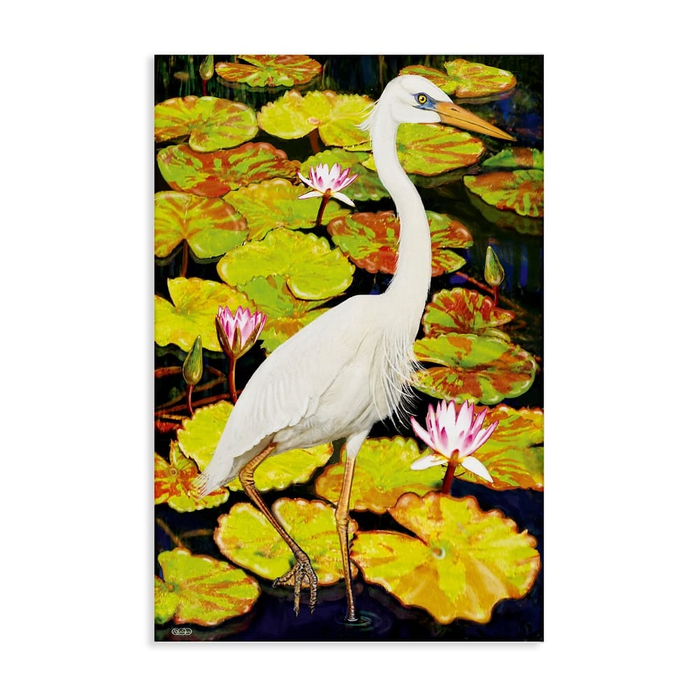 Stupell Stepping Bird on Lily Pads Canvas Wall Art Design By Rosiland Solomon