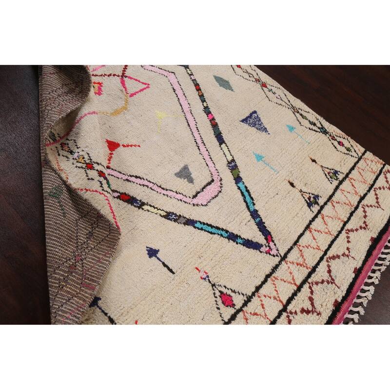 Tribal Oriental Moroccan Geometric Area Rug Hand-knotted Wool Carpet - 6'1" x 9'5"