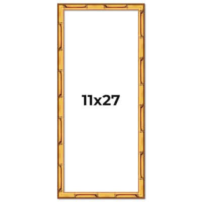 11x27 Frame Gold Bamboo Solid Wood Picture Frame | 1 Inch Moulding