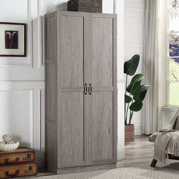 slide 2 of 10, Manhattan Comfort Hopkins Modern 7 Shelf Freestanding Storage Closet Grey