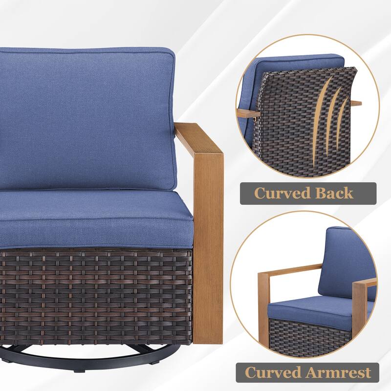 Gymojoy 7 Pieces Rattan Sofa,Gilder Chair, Patio Chair and Ottoman