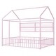 preview thumbnail 47 of 58, Metal Floor Bed House Bed Frame with Fence and Storage Shelves