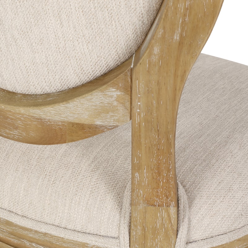 Roomfitters Upholstered Office Desk Chair with Adjustable Height, Swivel Wheels and Wood Frame, Beige Natural