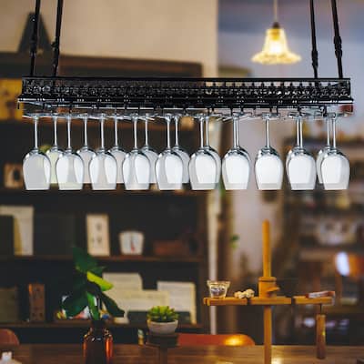 Adjustable Hanging Wine Glass Cup Rack Shelf Holder