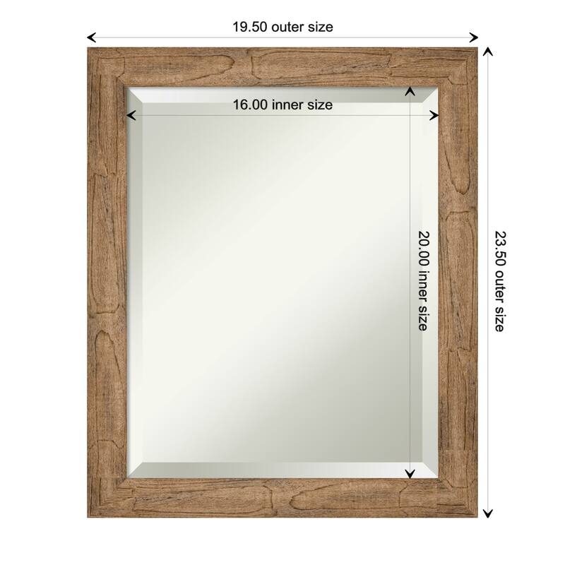 Beveled Wood Bathroom Wall Mirror - Owl Brown Narrow Frame