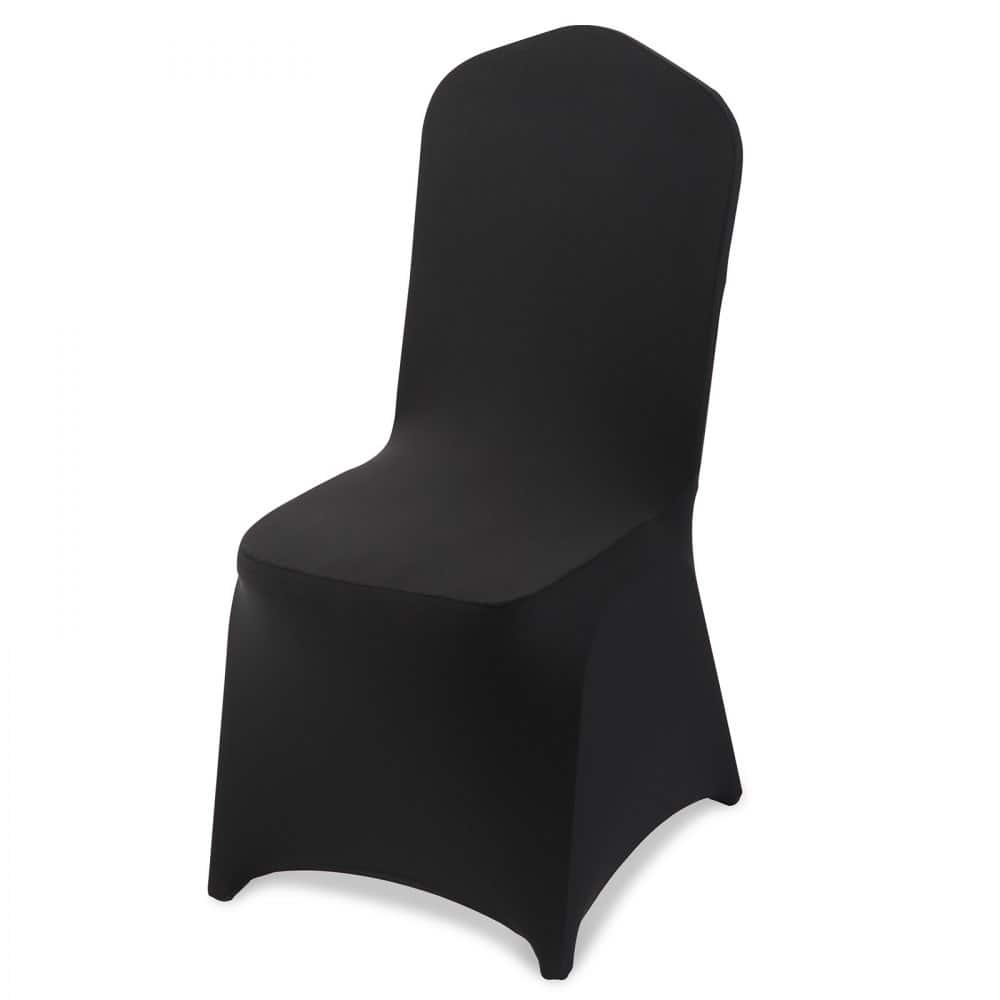 Black Stretch Chair Covers for Armless Chairs Polyester Spandex Elastic Slip On Wedding Party Banquet - 20.08 x 17.72 x 37.4 in