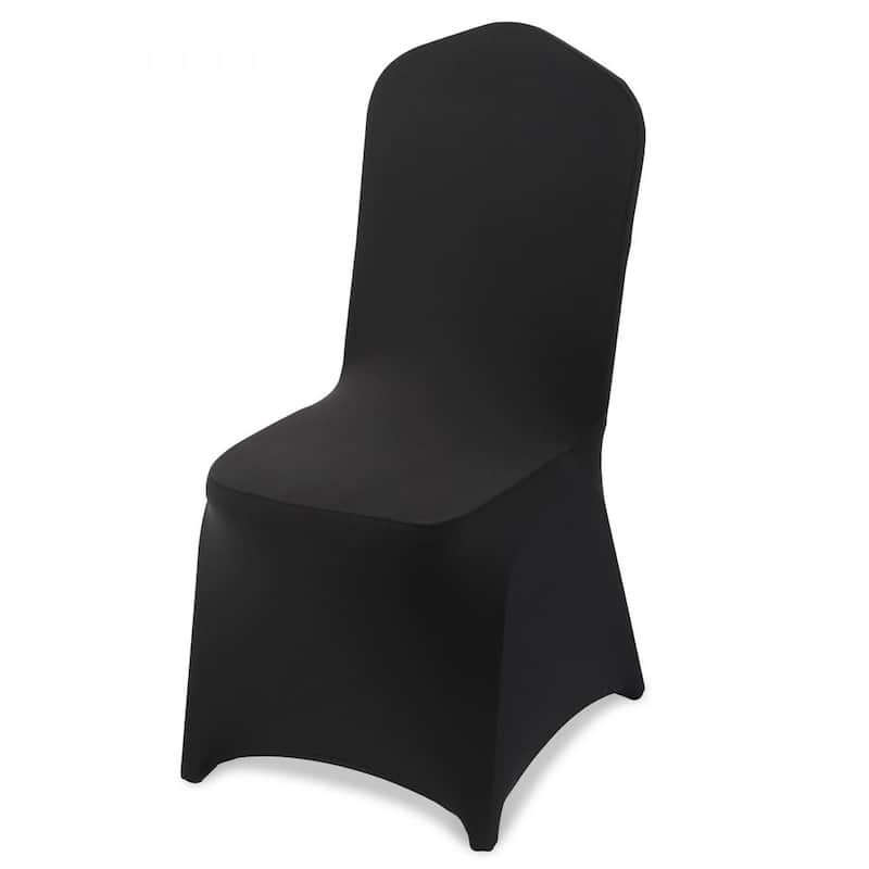Black Stretch Chair Covers for Armless Chairs Polyester Spandex Elastic Slip On Wedding Party Banquet - 20.08 x 17.72 x 37.4 in - Black-100 Pcs