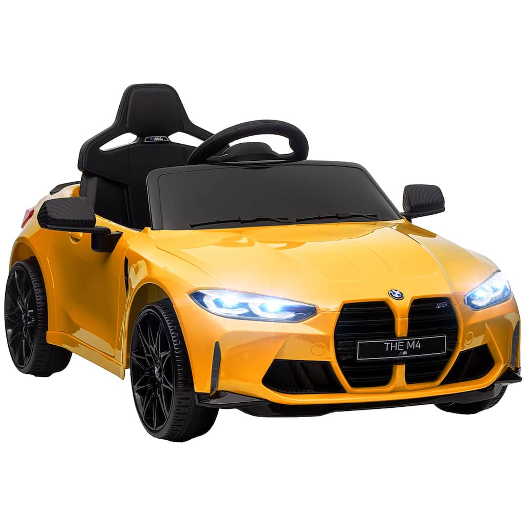 BMW M4 Licensed 12V Kids Ride-On Car with Remote Control - LED Lights, Music, Suspension for Ages 37-60 Months
