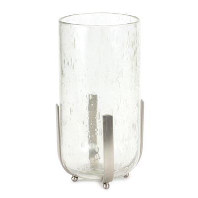 HomeRoots 6" Silver Flameless Tabletop Hurricane Candle Holder - 12